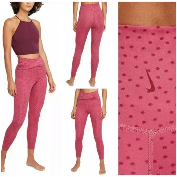 Nike Yoga Pink‎ Polka-dot XL NWT Pants. Waist Wrap Accent. - Picture 10 of 11